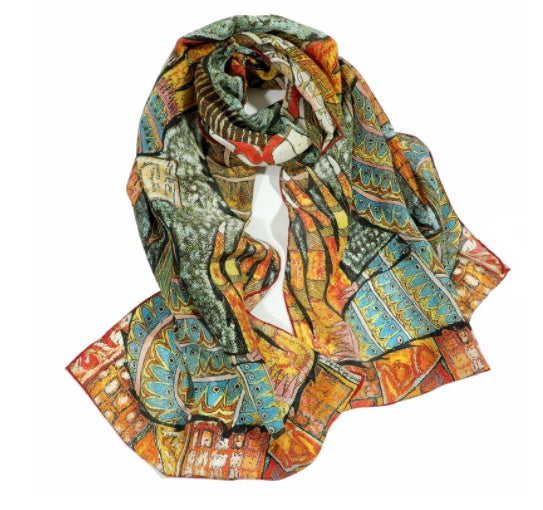 The Silkyway Oil Painted Silk Scarf